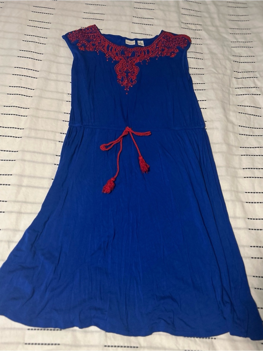 Westbound Royal Blue Maxi Dress with Red Embroidery